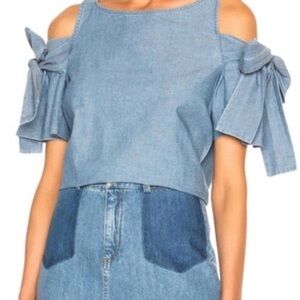 Sea New York Denim Blue Cold Shoulder Blouse